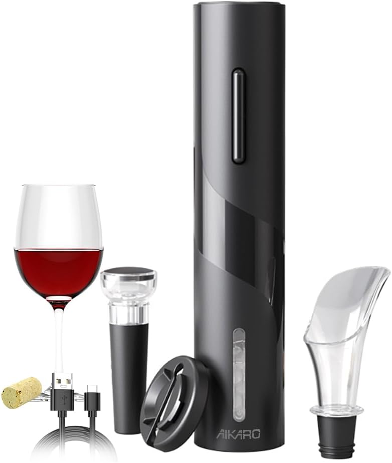 AIKARO - Electric Wine Bottle Opener Automatic Electronic Corkscrew, Rechargeable (Set) - Image 1